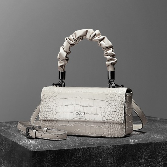 Leather handbag, one shoulder crossbody bag, white mini square bag - Memoo.com